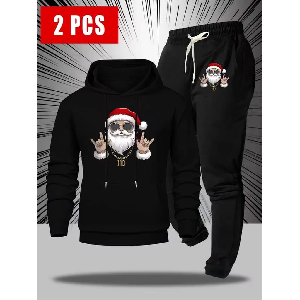 Conjunto Moletom Canguru Masculino Natal Drak Blusa De Frio + Calça Moletom Estampados Unissex Outono/Inverno