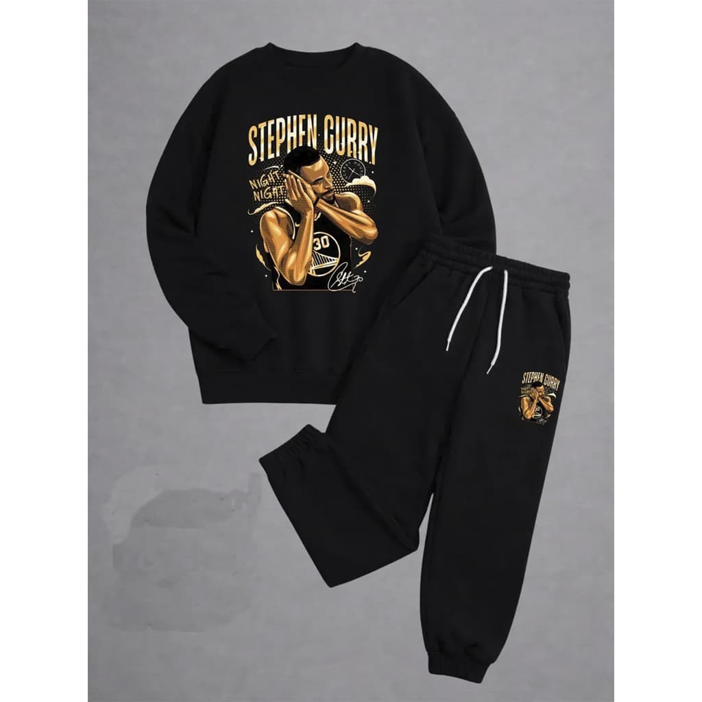 Conjunto Moletom Careca Masculino Stephen Curry Blusa De Frio + Calça Moletom Estampados Unissex Outono/Inverno