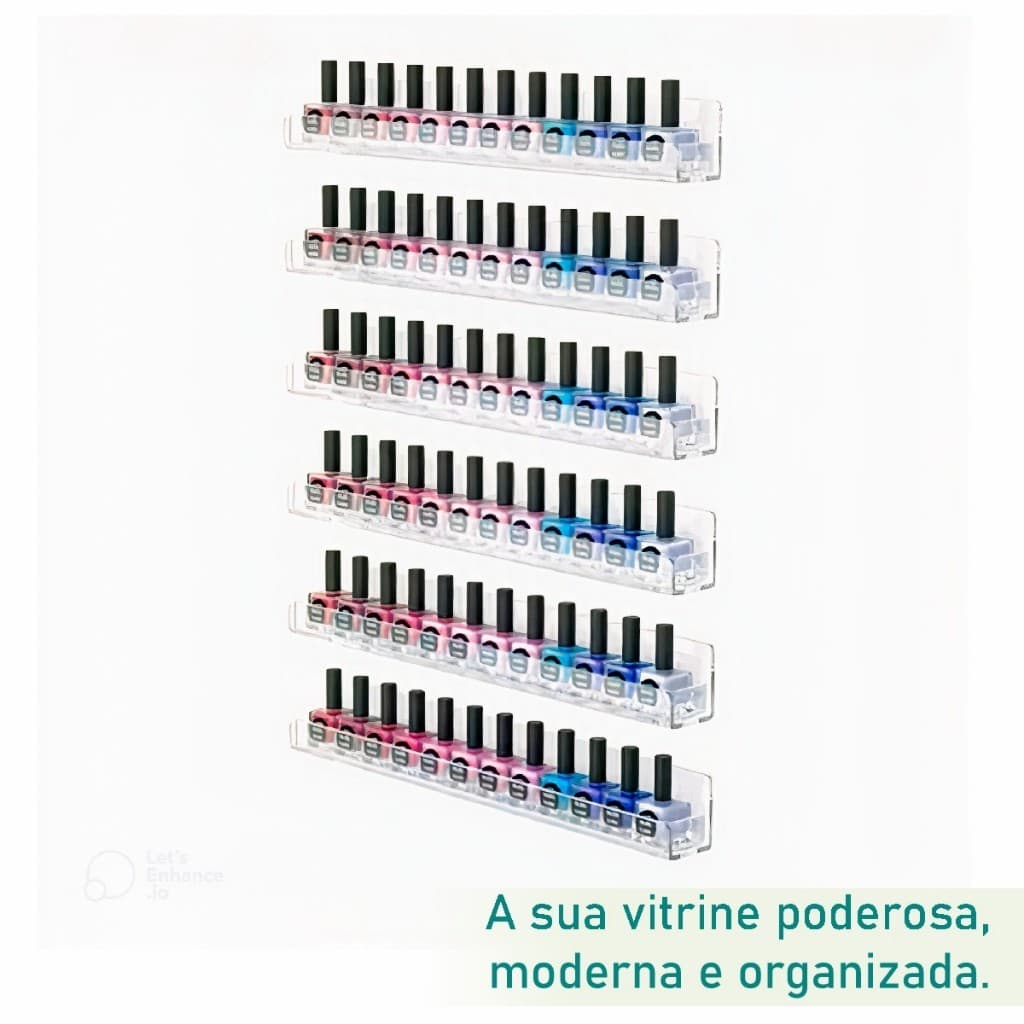 Prateleira Organizador de Esmalte em Acrílico Cristal - Suporte Expositor Parede - Escolha seu Kit