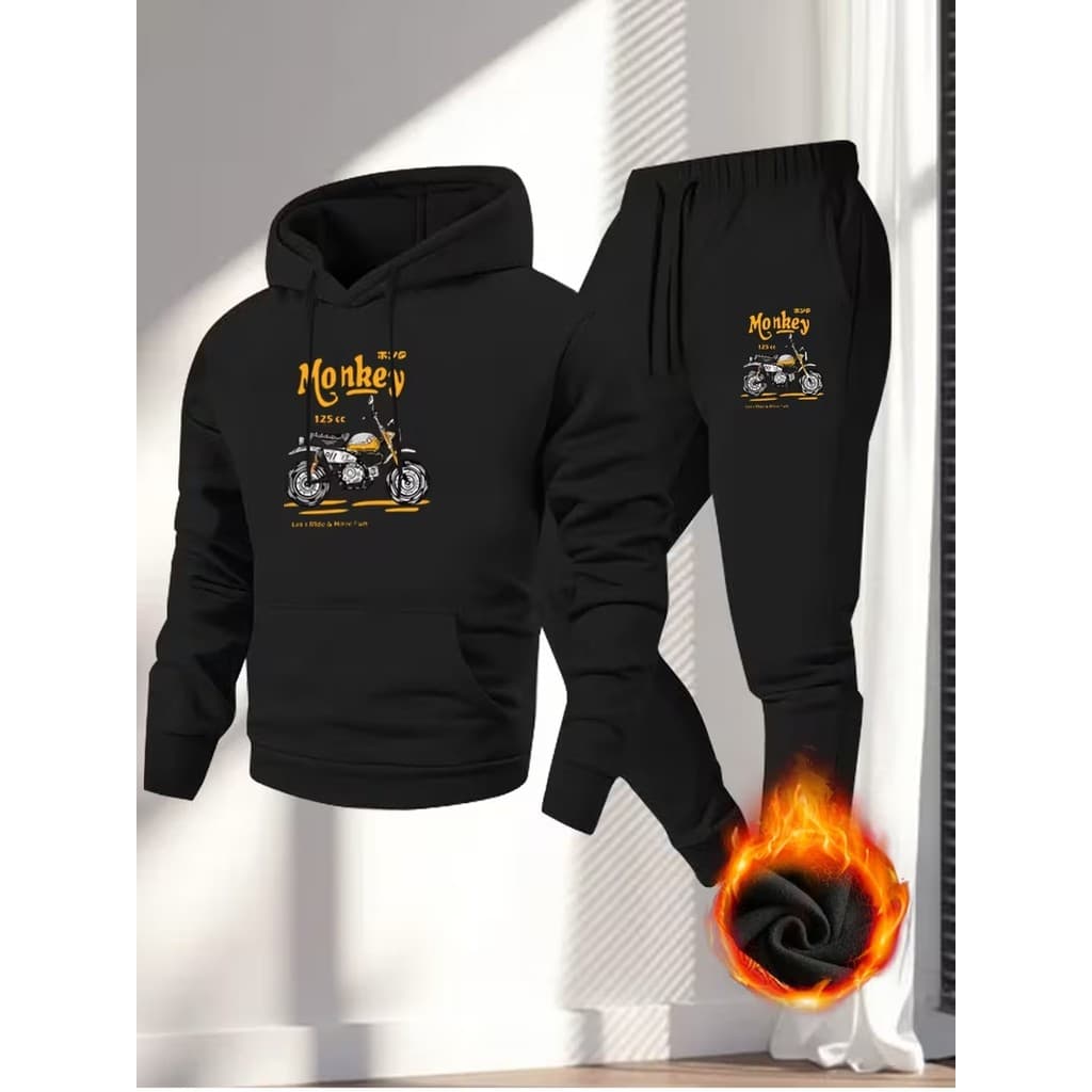 Conjunto Moletom Canguru Masculino Monkey Blusa De Frio + Calça Moletom Estampados Unissex Outono/Inverno