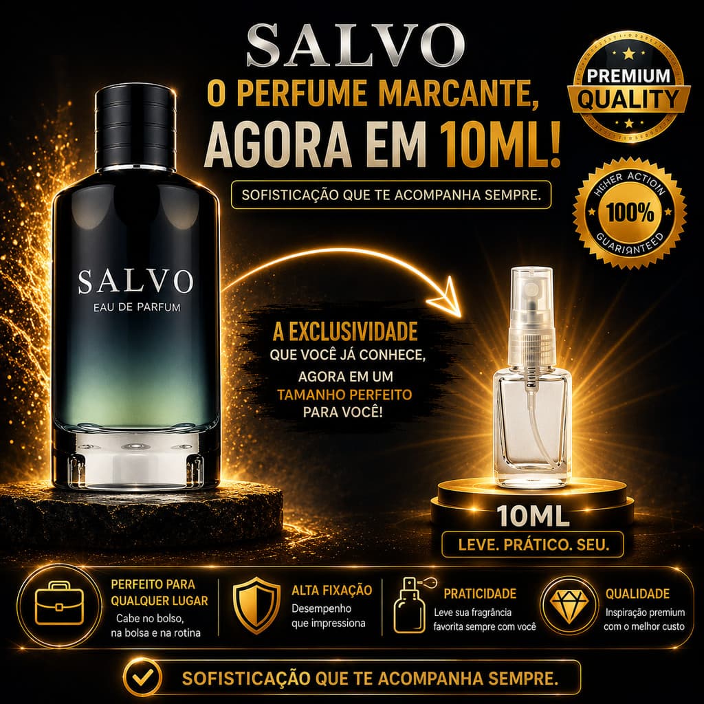 Perfume Árabe Salvo 10ml Masculino Marcante Edp Eau de Parfum Alta Fixação Inspirado em perfume Importado