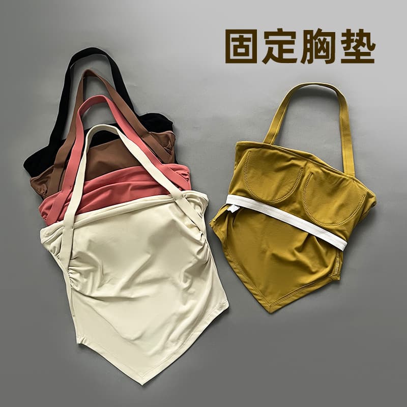 Nu à prova de choque yoga Halter roupa interior esportiva feminina bela volta roupas de Fitness com almofada no peito co