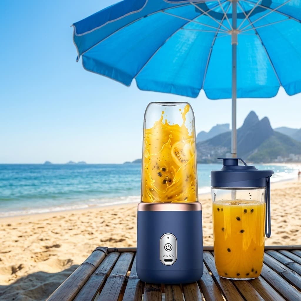 Mini Liquidificador Portátil 6 Lâminas Super Potente 400ml Mixer Misturador Leite Shake Frutas USB Inox