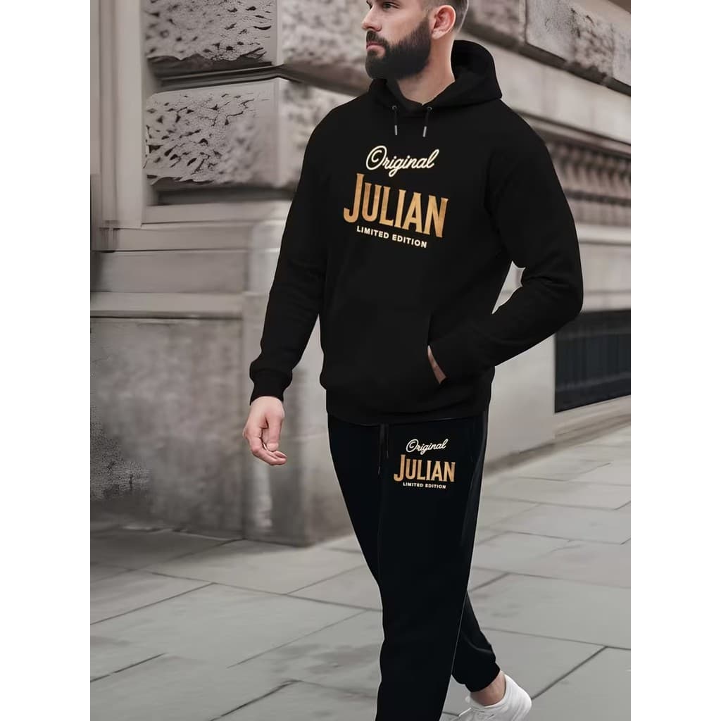 Conjunto Moletom Canguru Masculino Julian Blusa De Frio + Calça Moletom Estampados Unissex Outono/Inverno