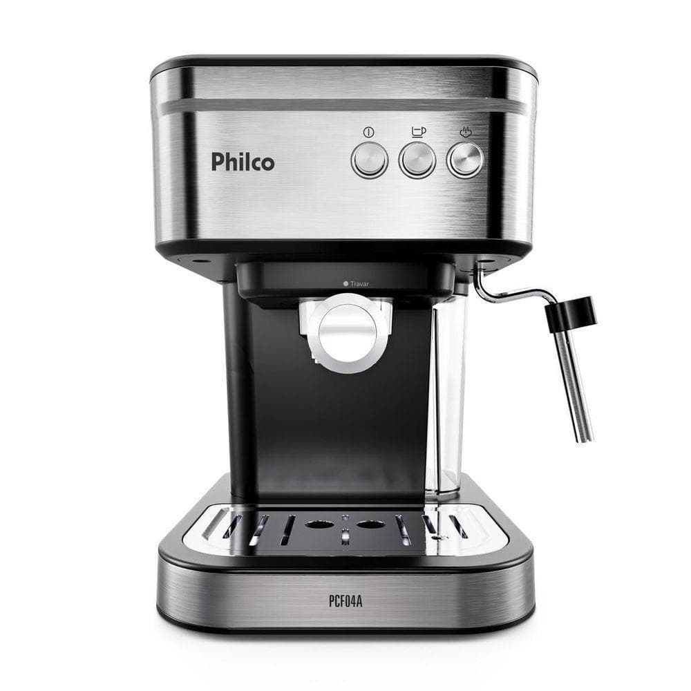 Cafeteira Expresso Philco PCF04A Aço Inox 20 Bar 950W Reservatório 1 e 2L Preto 110V