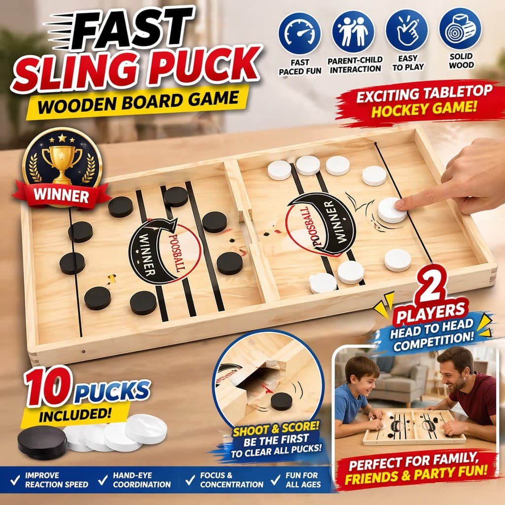 Rápido Estilingue Puck Jogo De Tabuleiro De Madeira Mesa Hóquei Festa Em Família Brinquedo Presente Para Crianças
