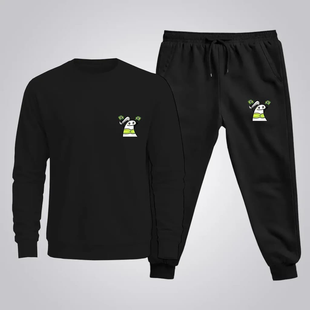 Conjunto Moletom Careca Feminino Brasileirinha Blusa De Frio + Calça Moletom Estampados Unissex Outono/Inverno