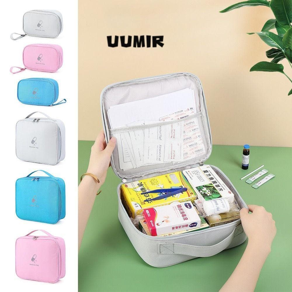 Kit De Primeiros Socorros Umir , Bolsa De Remédios Doméstica Rosa/Azul/Cinza , Pílula Em Camadas Leve De Grande Capacida