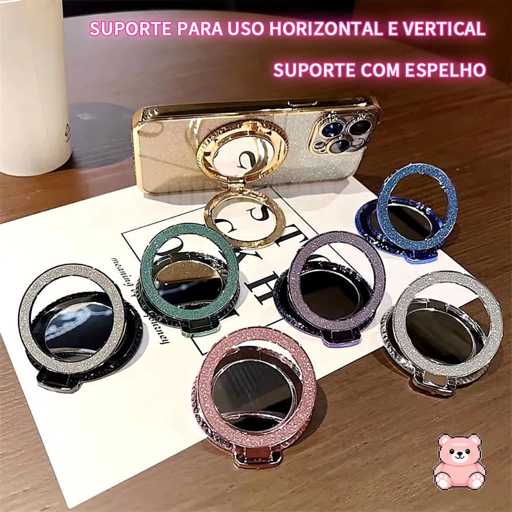 Suporte Glitter Para Capinha De Celular Com Espelho Adjustable Holder KZJ006