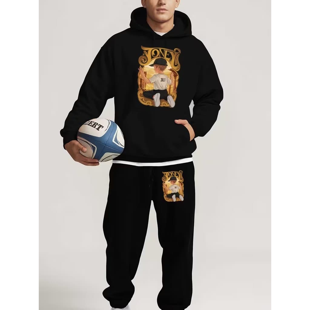 Conjunto Moletom Canguru  Masculino joney Blusa De Frio + Calça Moletom Estampados Unissex Outono/Inverno