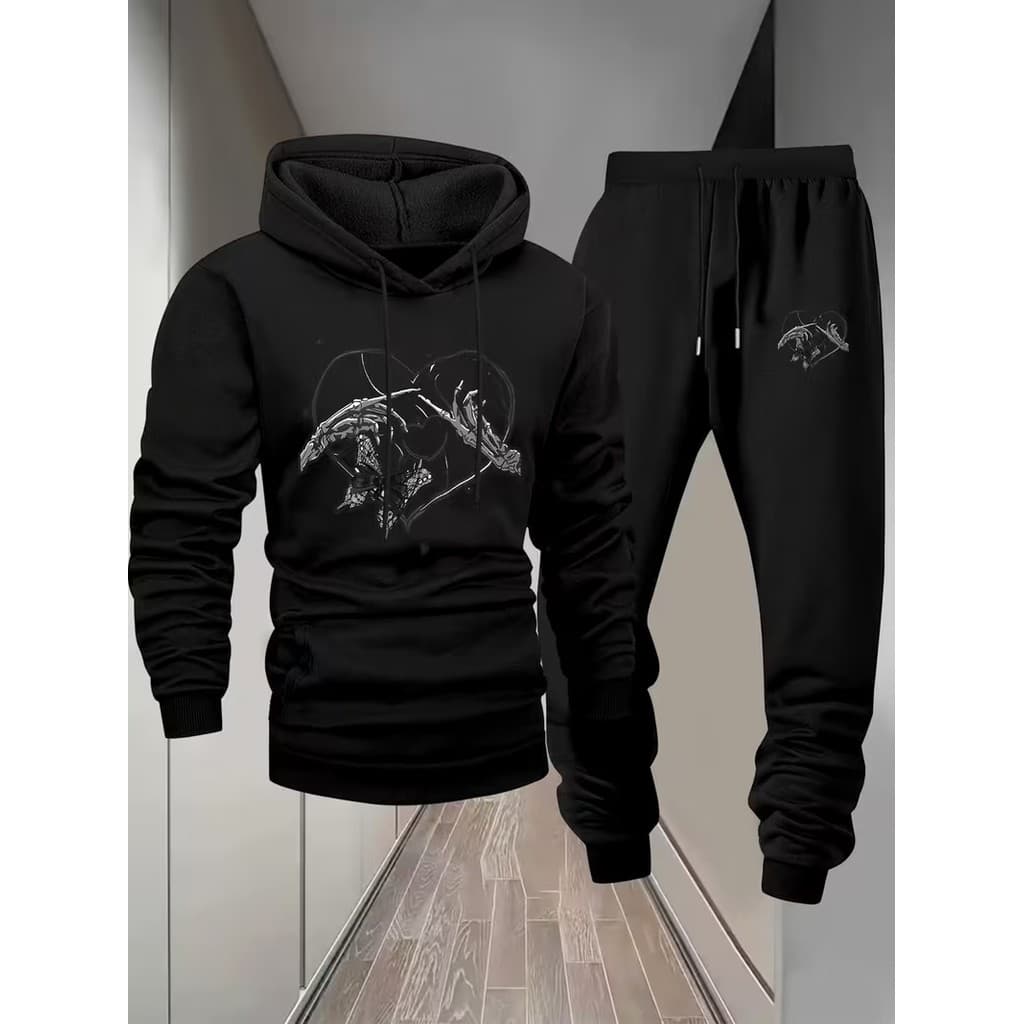 Conjunto Moletom Canguru Masculino Lovers Blusa De Frio + Calça Moletom Estampados Unissex Outono/Inverno