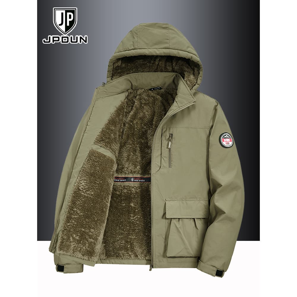 Forro de lã jaqueta masculina inverno engrossado jaqueta quente à prova de vento à prova dwindproof água jaqueta de algo
