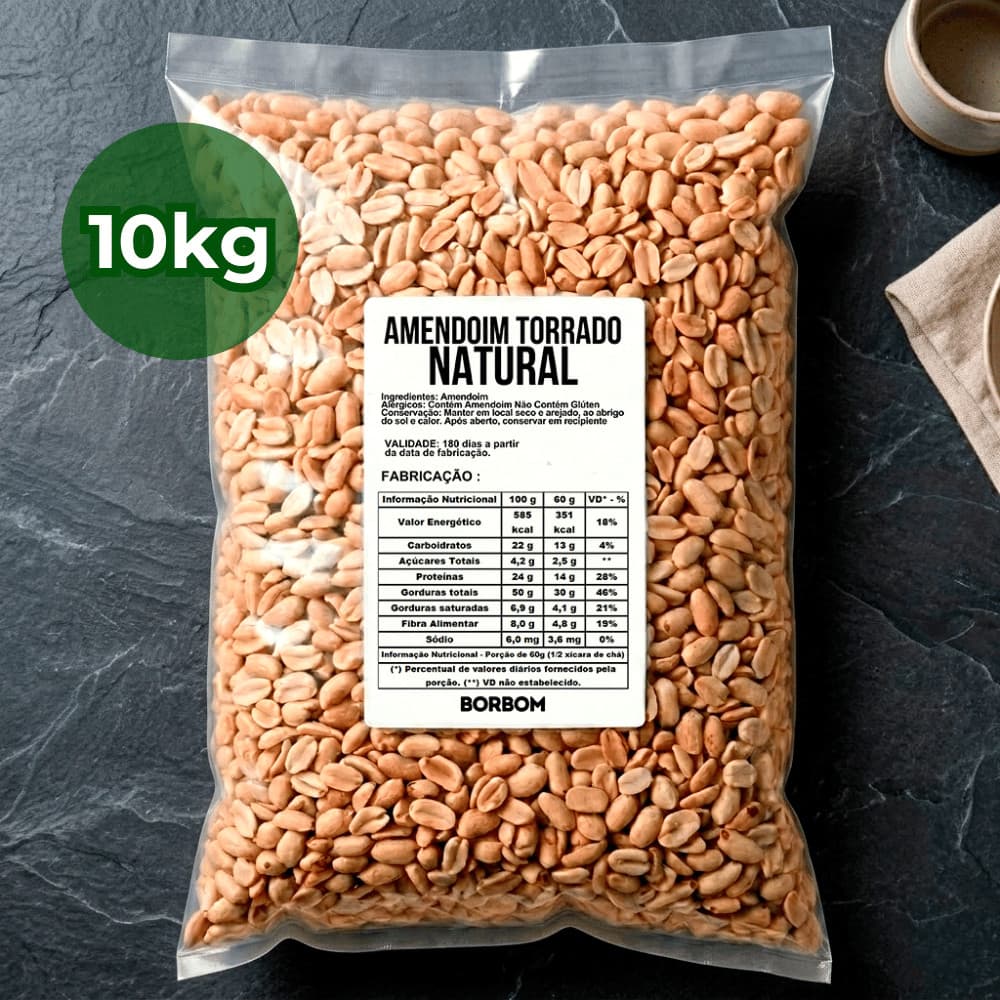 10KG Amendoim Torrado 100% Natural Fit Saudavel