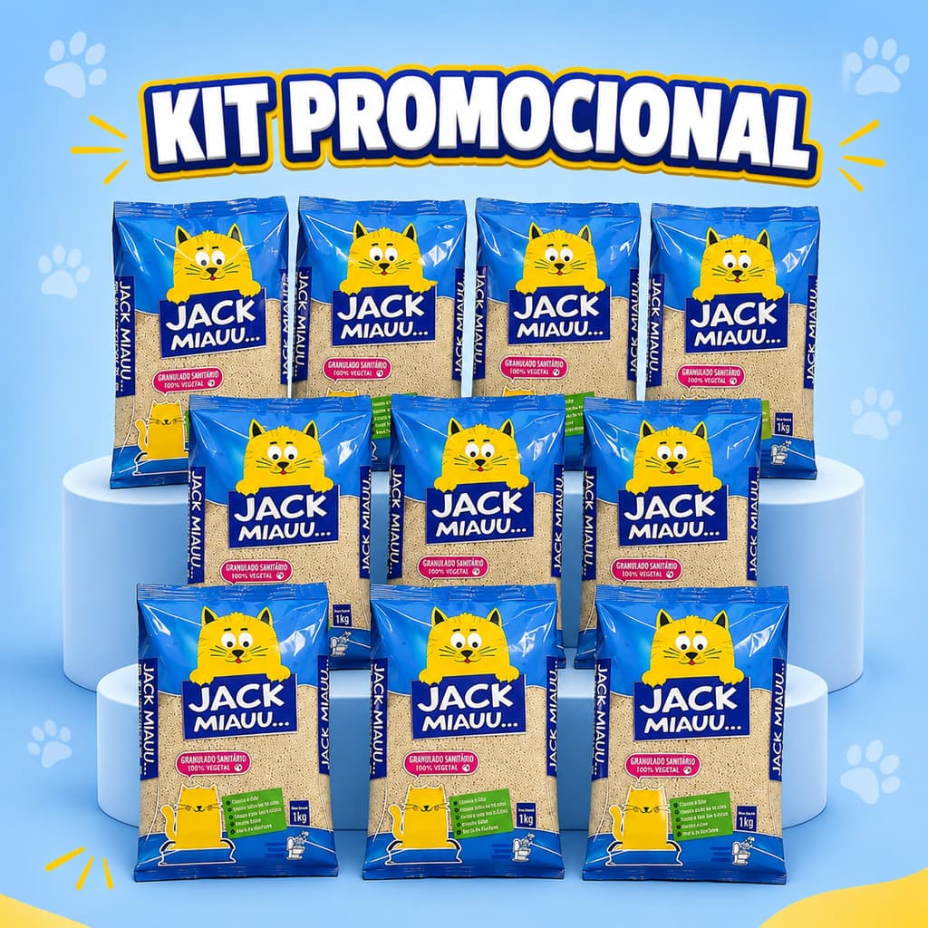Kit Areia Sanitária de Mandioca P/ Gatos 10kg Biodegradável