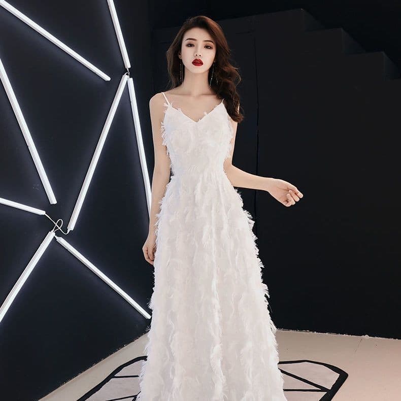 Roupas femininas 2025 na moda vestido de fadas Super fada vestido pena estilingue vestido outono com decote em V vestido