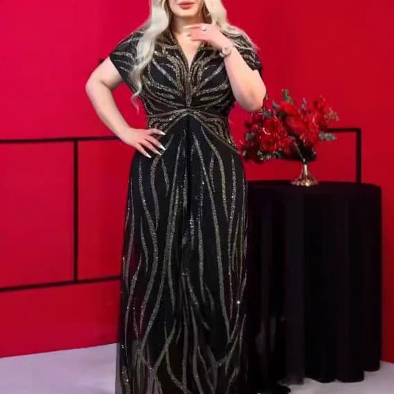 Vestido feminino, vestido plus size, vestido longo com decote halter francês, vestido de noite, roupa feminina, estilo e