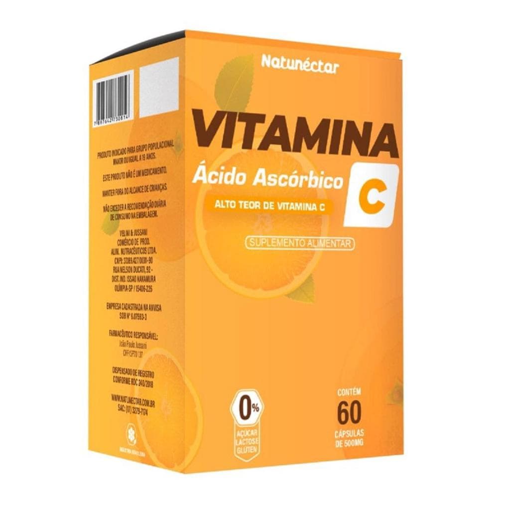 Suplemento Alimentar Vitamina C Ácido Ascórbico Natunéctar 60 Cápsulas