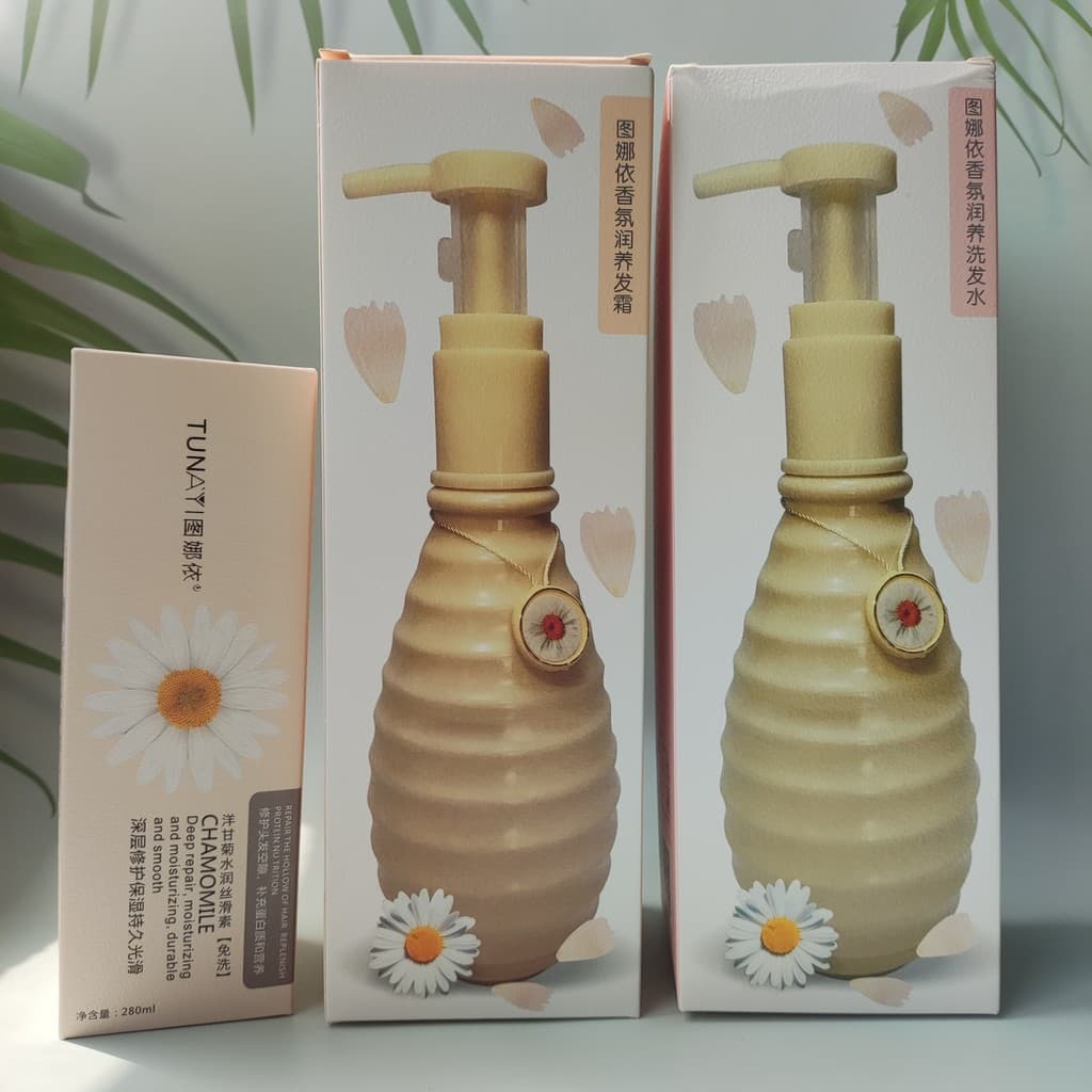 Tunayi Camomila Hidratante Sedoso Sem Enxágue Shampoo Nutritivo Creme de Manutenção Reparação Perm Suave