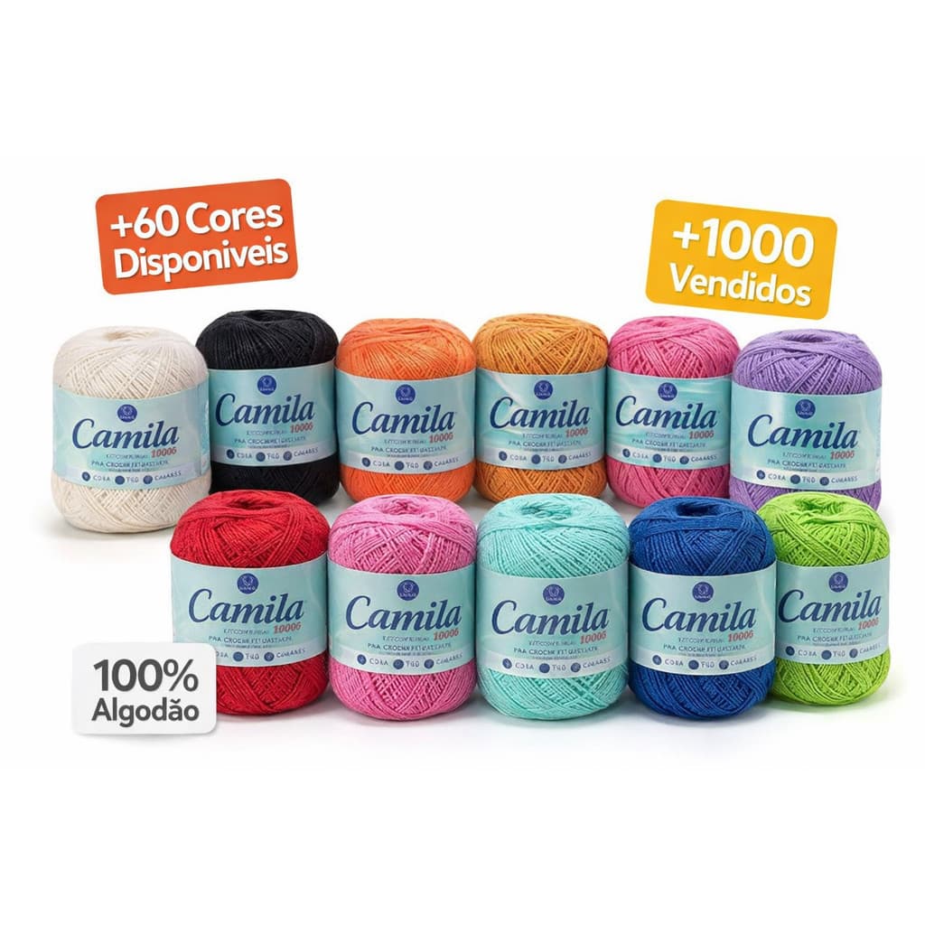 KIT 2 UNIDADES Linha Camila 500m Tex 145 Algodão Para Crochê Tricô Amigurumi ORIGINAL