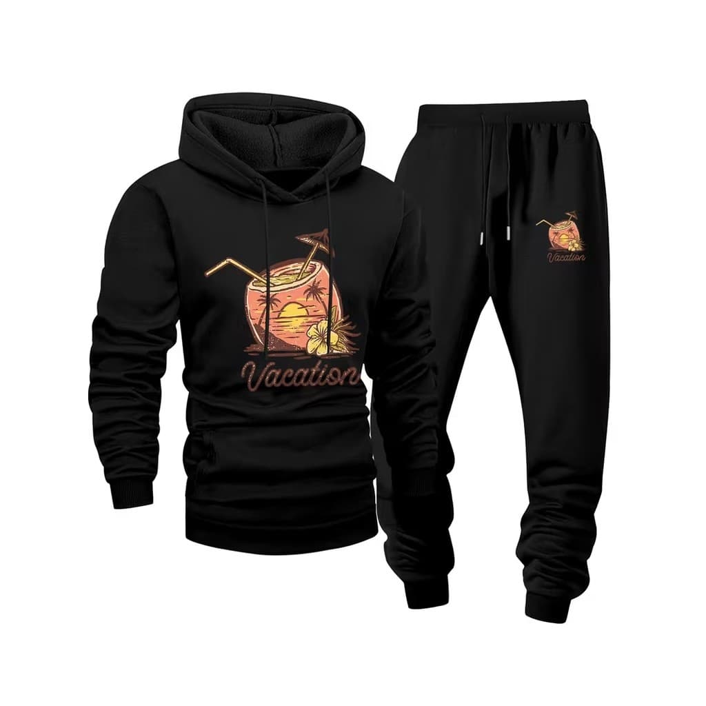 Conjunto Moletom Masculino Vocation Blusa De Frio Canguru Bolso e Capuz + Calça Moletom Estampados Outono/Inverno