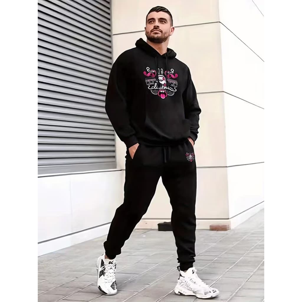 Conjunto Moletom Canguru Masculino Louco Blusa De Frio + Calça Moletom Estampados Unissex Outono/Inverno