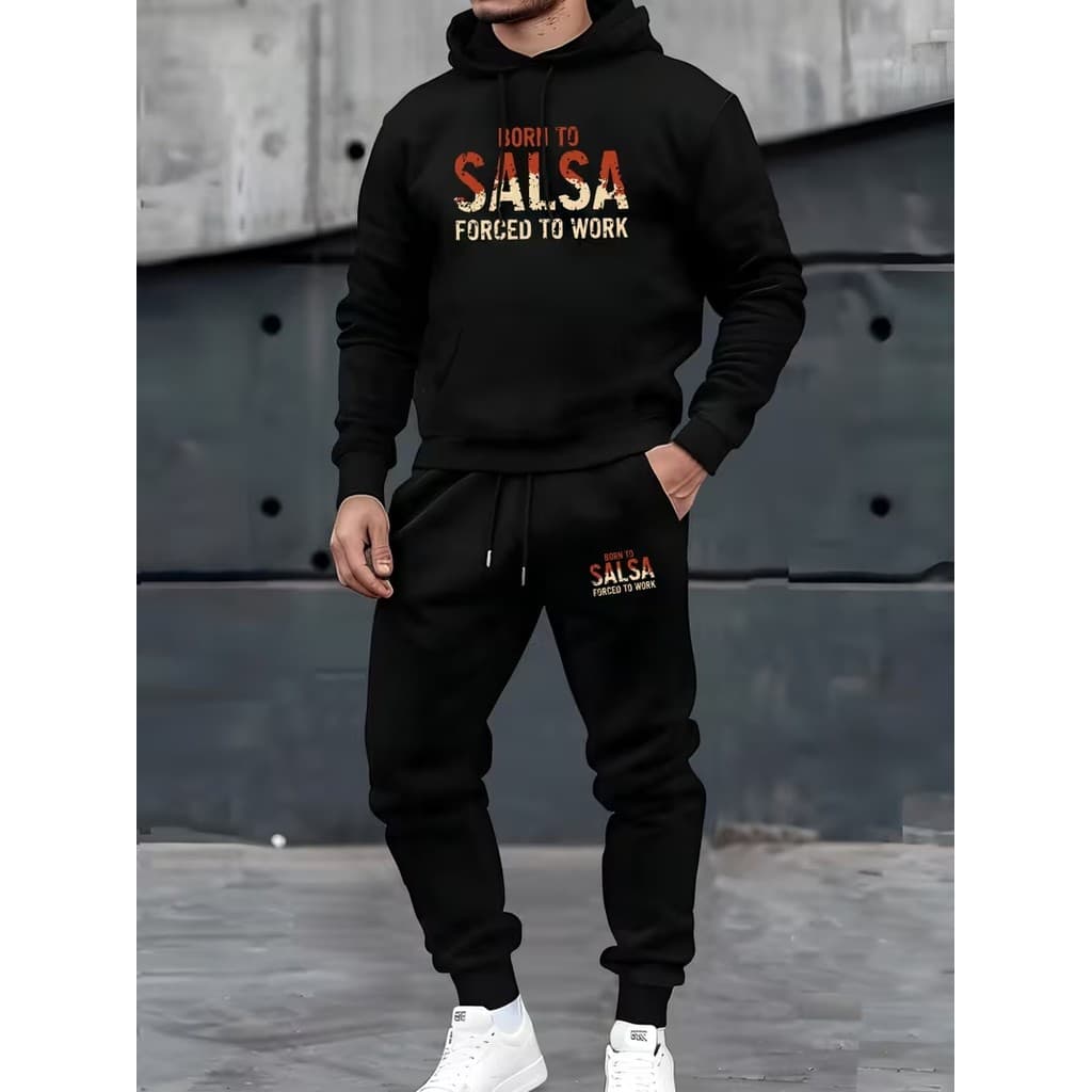 Conjunto Moletom Canguru Masculino Salsa Blusa De Frio + Calça Moletom Estampados Unissex Outono/Inverno