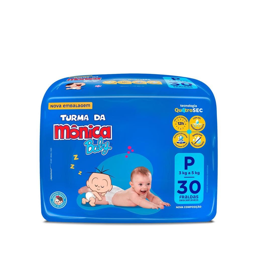 Fralda Turma da Mônica Baby Jumbo P com 30un