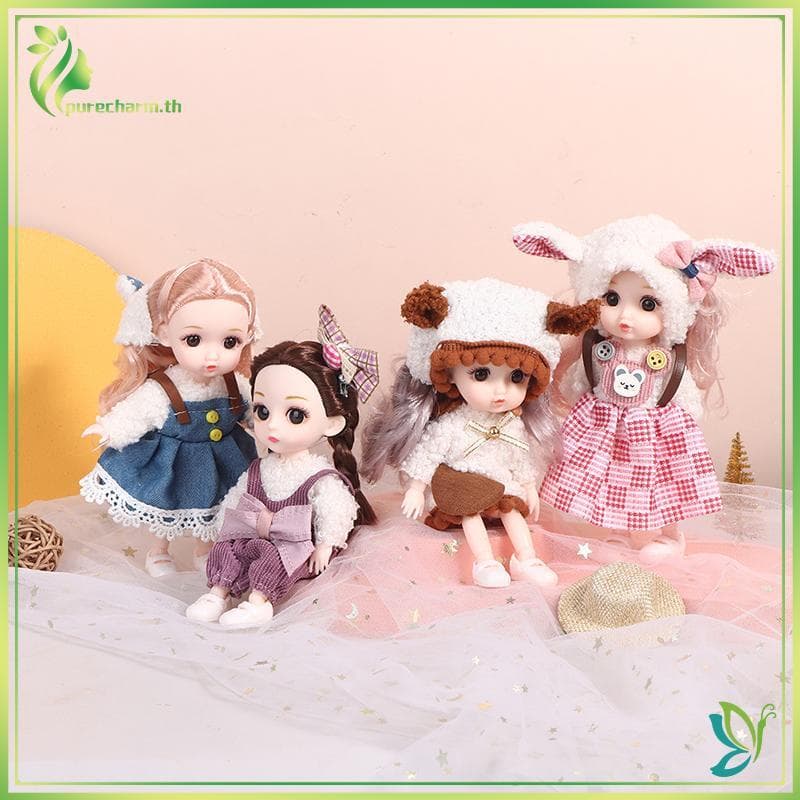 [Beleza] Mini Boneca De 16 Cm Bonecas Articuladas Móveis 3D Olhos Grandes Brinquedo DIY Com Roupas Vestir Para De Menina