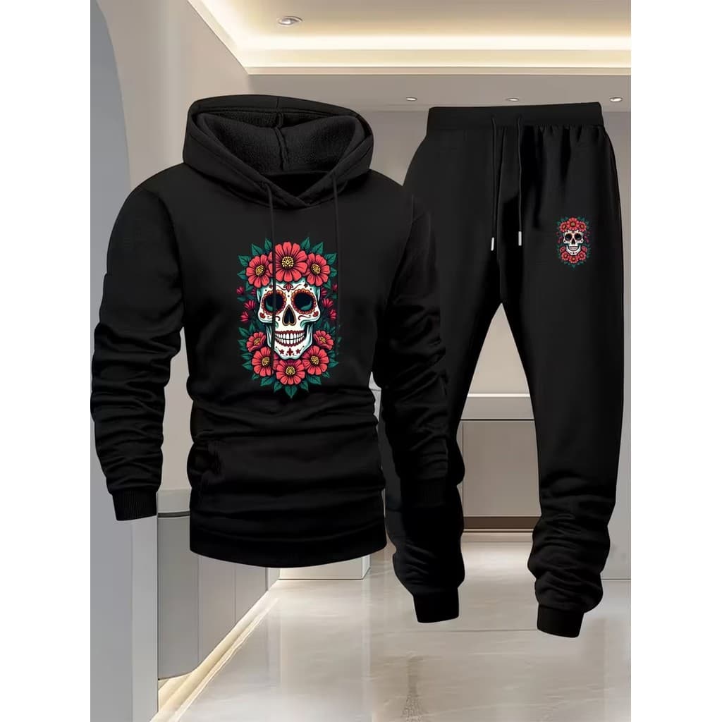 Conjunto Moletom Canguru Masculino A morte Blusa De Frio + Calça Moletom Estampados Unissex Outono/Inverno