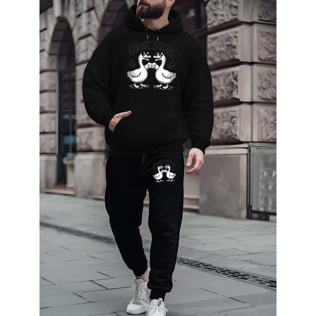 Conjunto Moletom Canguru Masculino Amigos Blusa De Frio + Calça Moletom Estampados Unissex Outono/Inverno