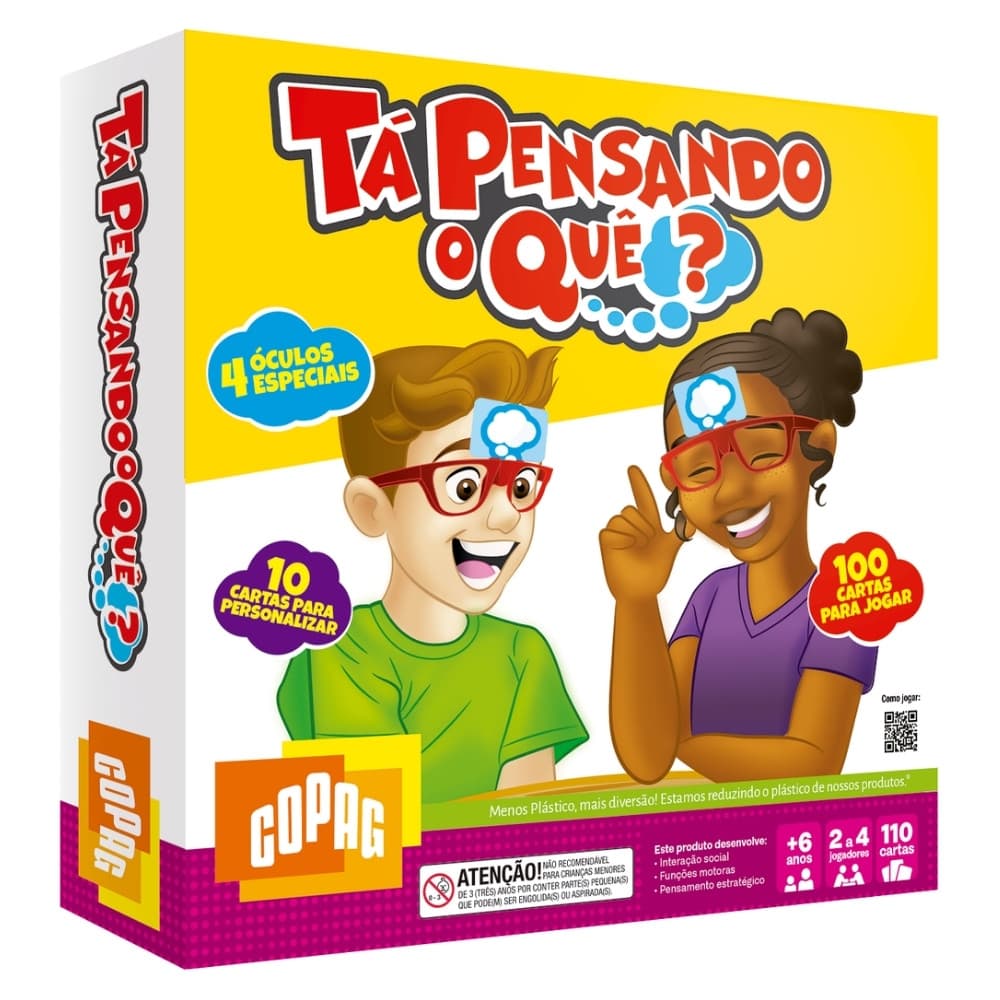 JOGO TA PENSANDO O QUE? 110 CARTAS COPAG BRINQUEDOS DIVERSÃO RACIOCÍNIO FAMÍLIA EDUCATIVO DESAFIO