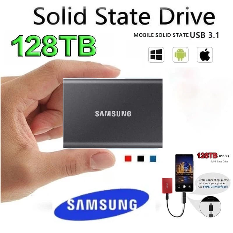 🔥🔥SAMSUNG T5 SSD Portátil 1TB 4TB 8TB 16TB 30TB 60TB Unidade De Estado Sólido Externa USB 3.1 Disco Rígido Externo HD