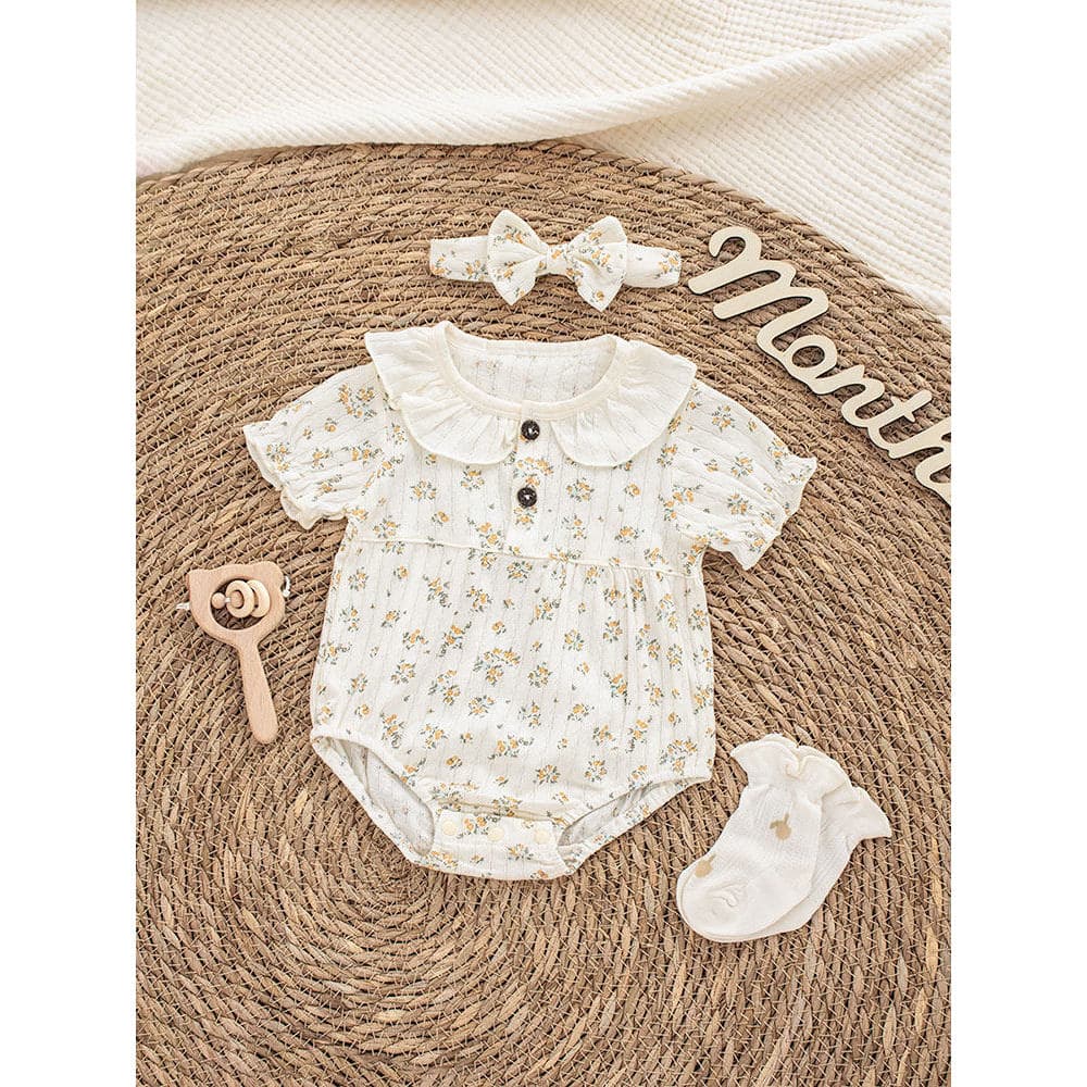 Bebê roupas de bebê verão fino menina bebê cem dias puro algodão terno classe a princesa estilo Floral mês cheio roupas 