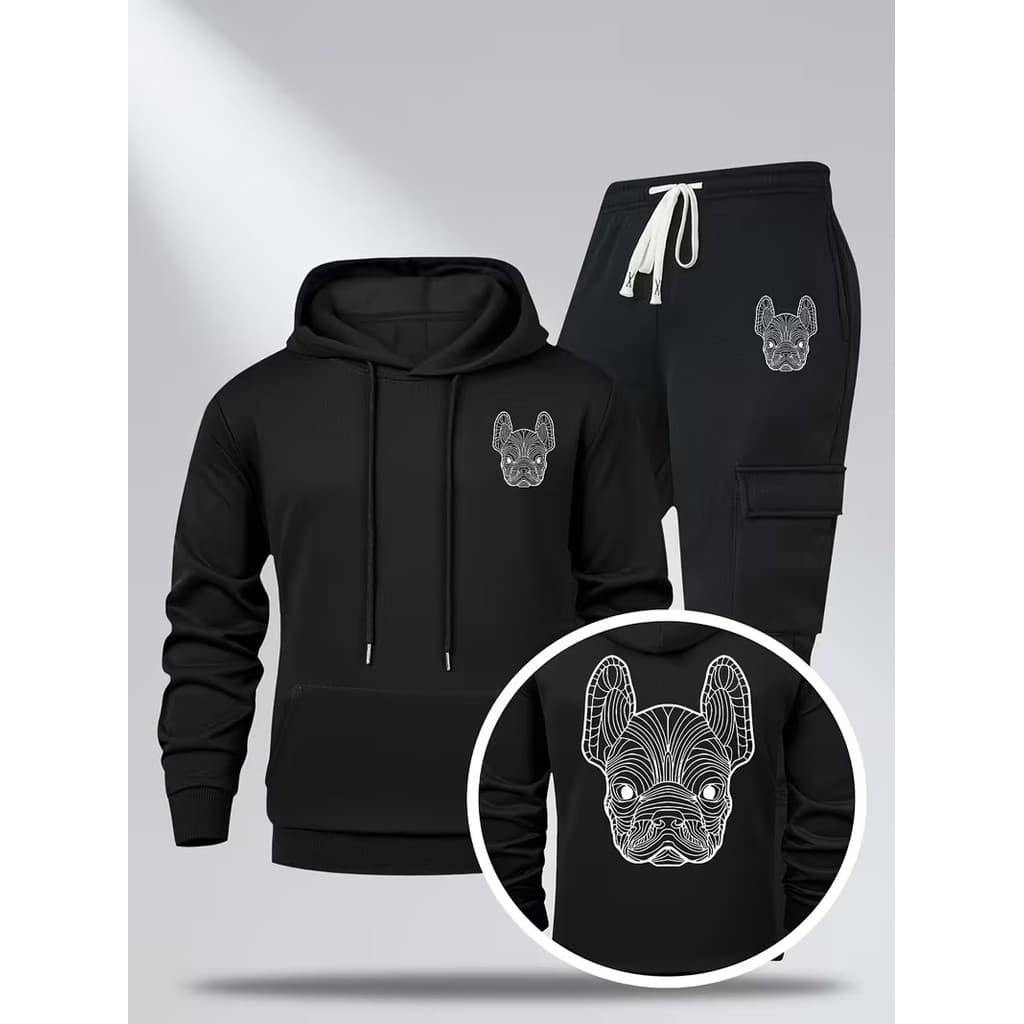 Conjunto Moletom Canguru  Masculino Pit dog Blusa De Frio + Calça Moletom Estampados Unissex Outono/Inverno