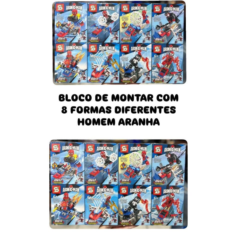 LEGO BLOCO DE MONTAR HOMEM ARANHA COM 8 FORMAS DIFERENTES - COMPRE JÁ 10