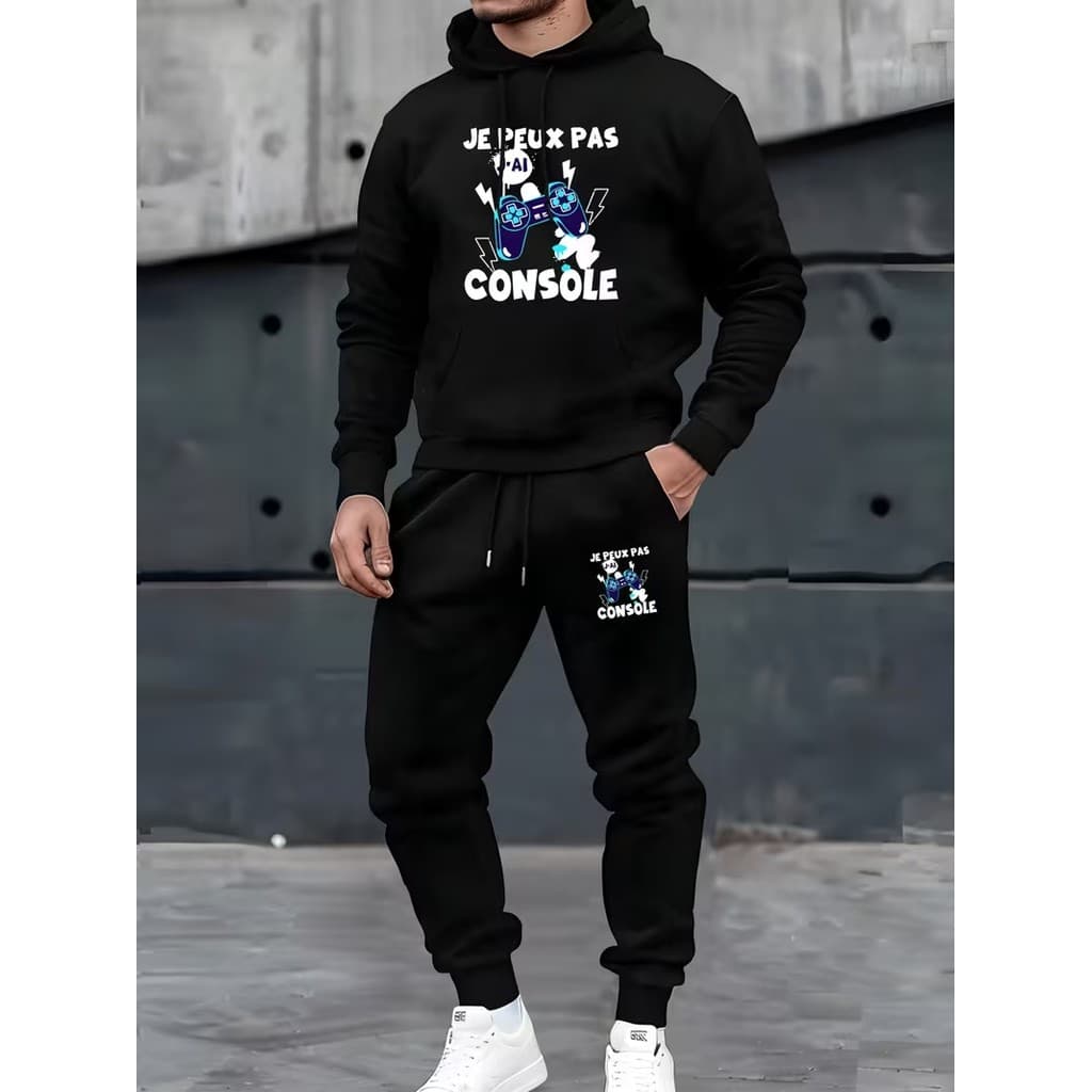 Conjunto Moletom Canguru Masculino Console Blusa De Frio + Calça Moletom Estampados Unissex Outono/Inverno