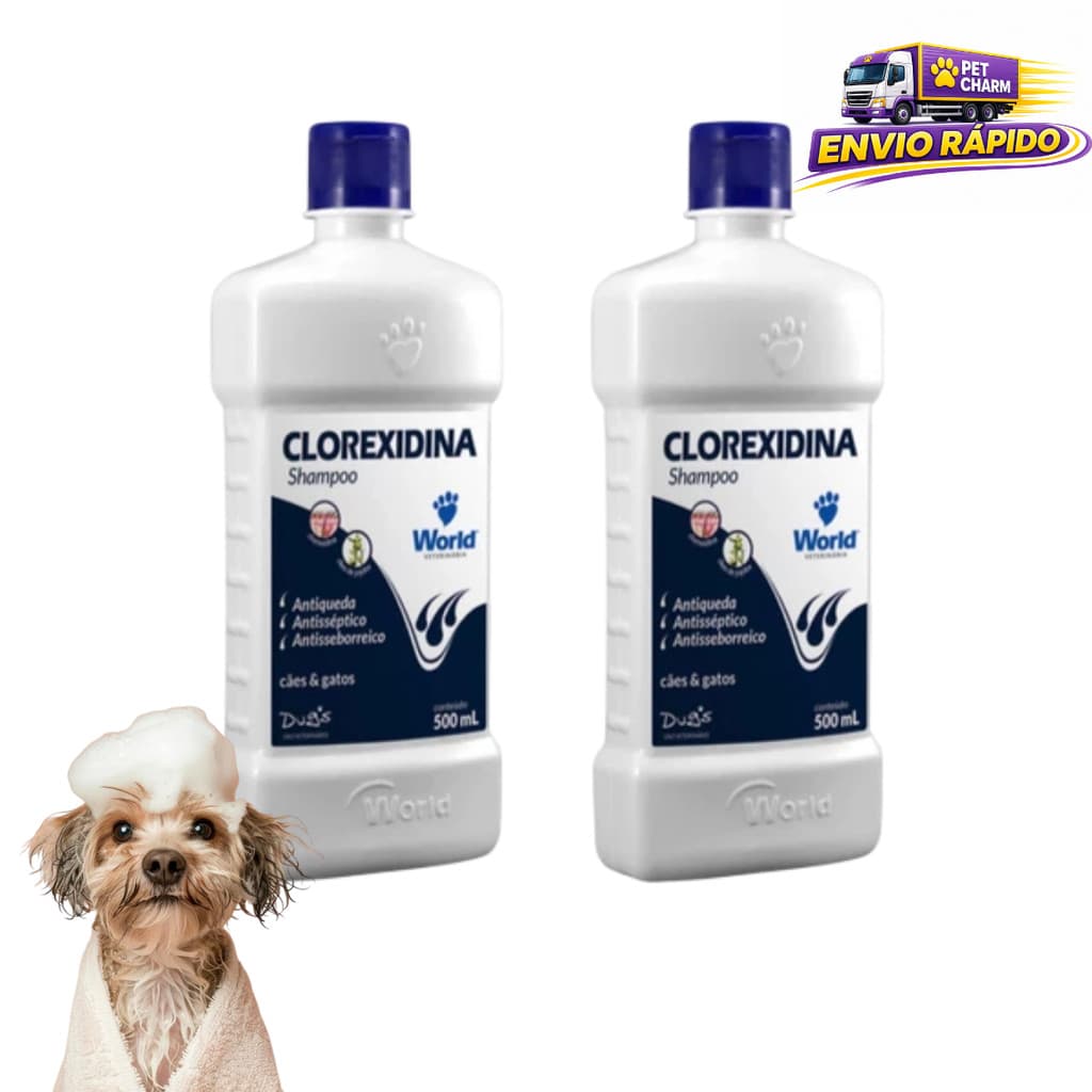 Kit 2 Shampoo Clorexidina Dug’s 500ml para Cães e Gatos