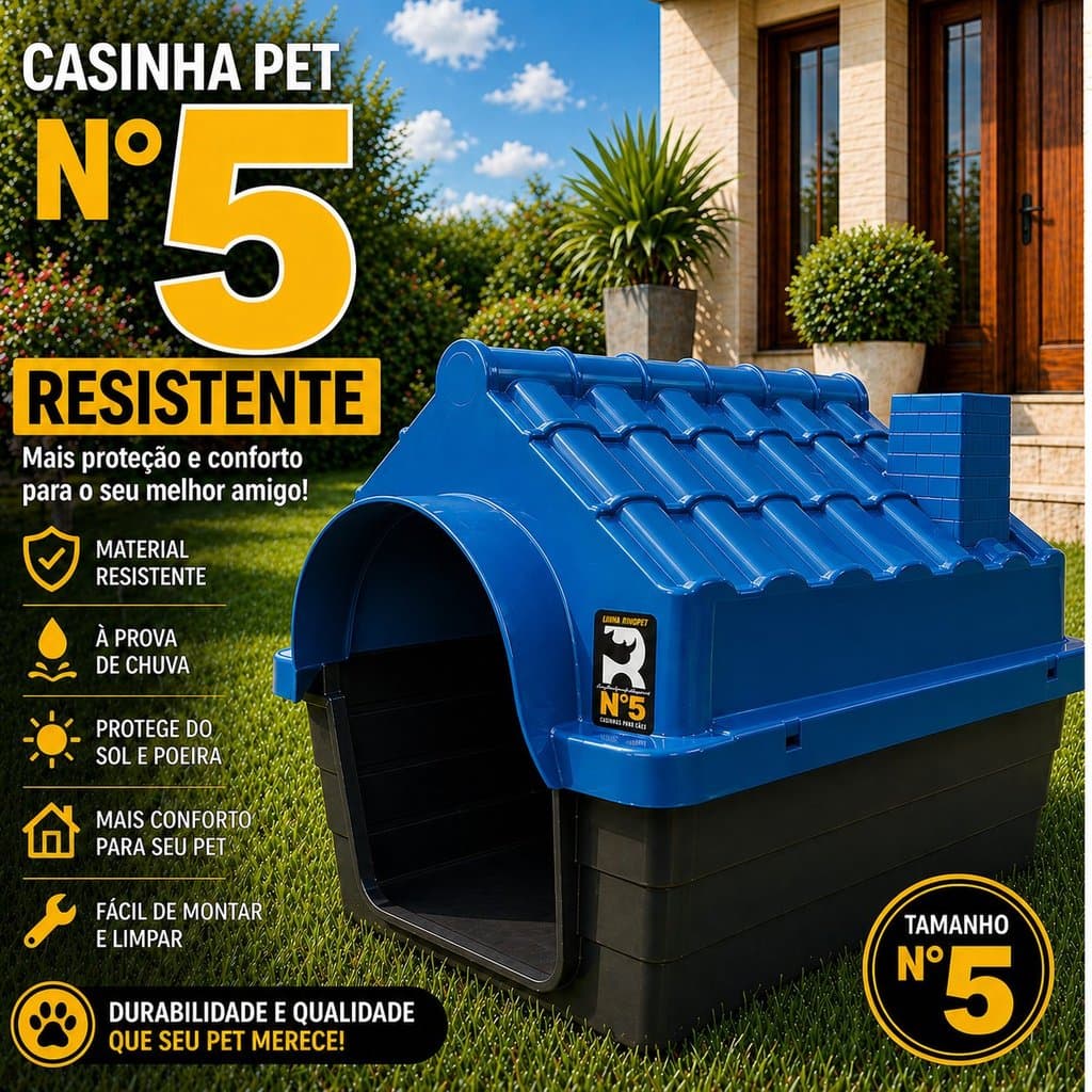 Casa pet Plástica n 5 Desmontável e Lavável Casinha de Cachorro