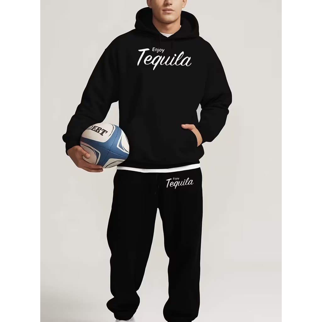 Conjunto Moletom Canguru Masculino Tequila Blusa De Frio + Calça Moletom Estampados Unissex Outono/Inverno