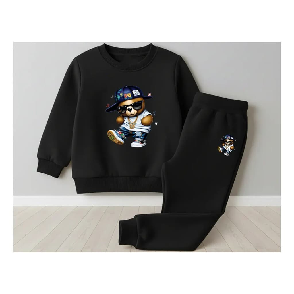 Conjunto Moletom Careca Masculino Urso Dançarino Blusa De Frio + Calça Moletom Estampados Unissex Outono/Inverno