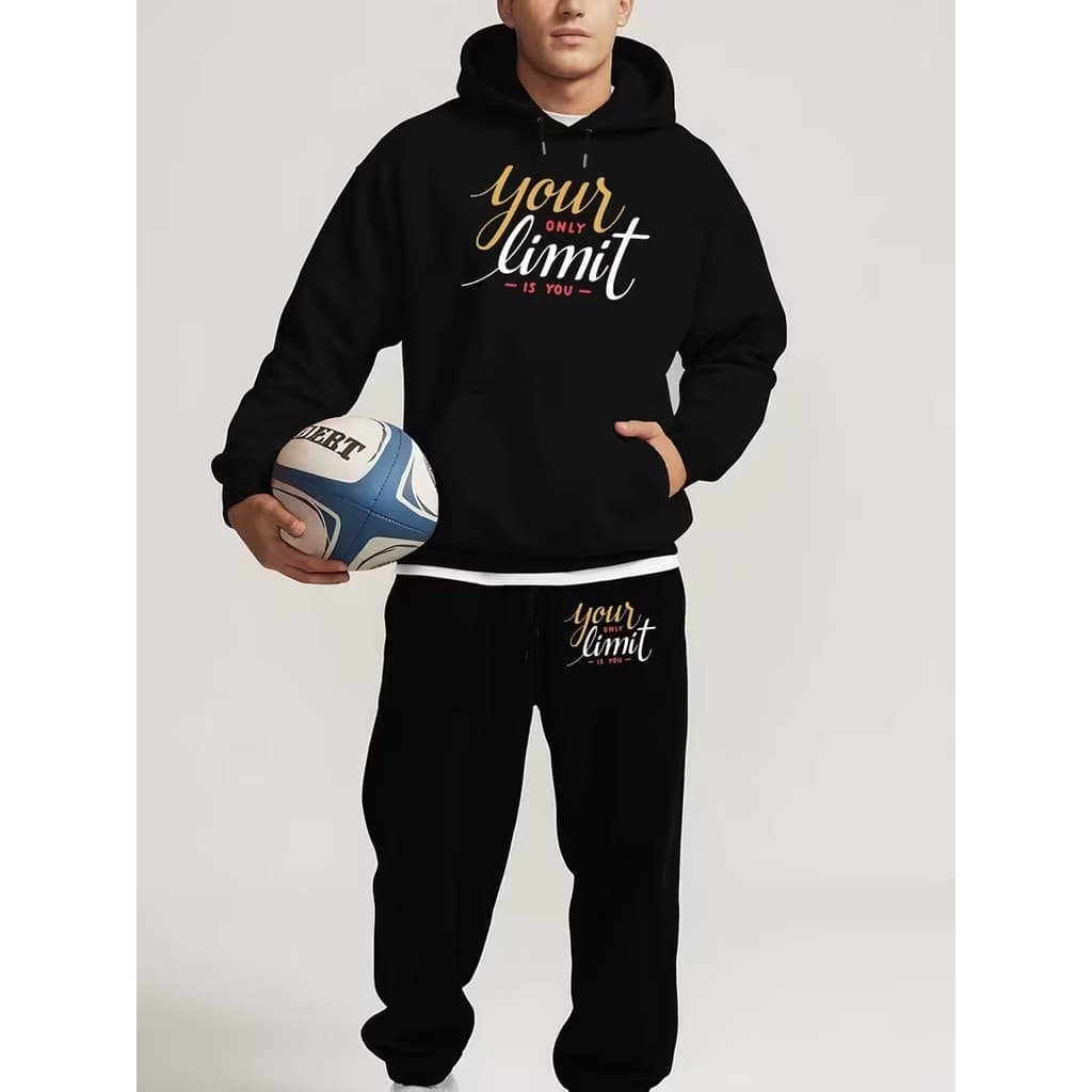 Conjunto Moletom Canguru  Masculino Limit Blusa De Frio + Calça Moletom Estampados Unissex Outono/Inverno