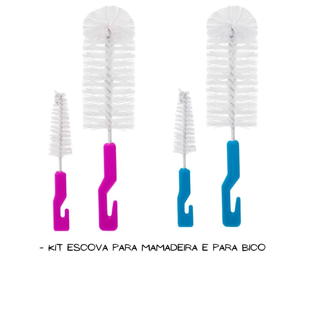 Kit Escova Para Lavar Mamadeira Com 2 Itens Lava Mamadeira E Bico Para Bebes Limpeza Premium