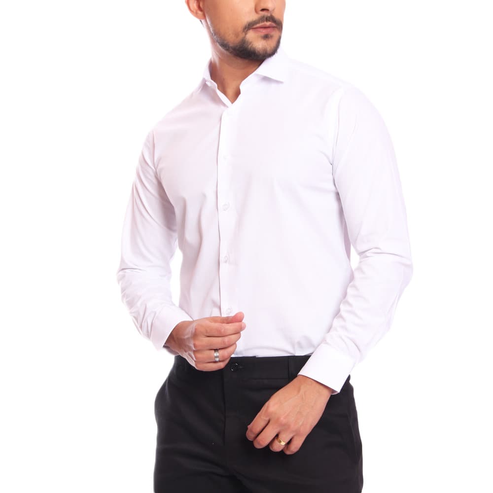 Camisa Social Masculina Slim Fit Manga Longa Tecido Premium