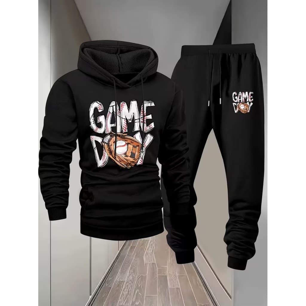 Conjunto Moletom Canguru Masculino Game day Blusa De Frio + Calça Moletom Estampados Unissex Outono/Inverno