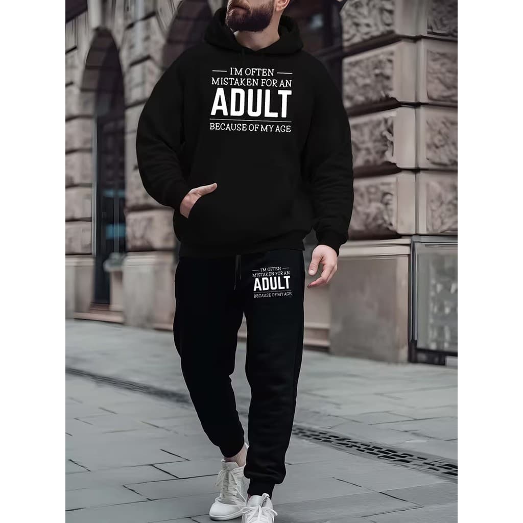 Conjunto Moletom Canguru Masculino Adult  Blusa De Frio + Calça Moletom Estampados Unissex Outono/Inverno
