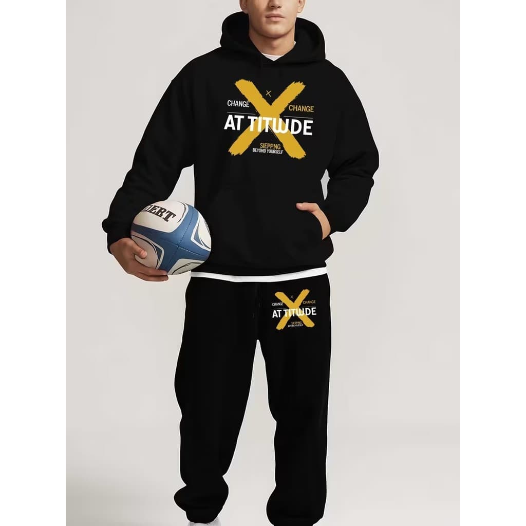 Conjunto Moletom Canguru Masculino Atitude Blusa De Frio + Calça Moletom Estampados Unissex Outono/Inverno