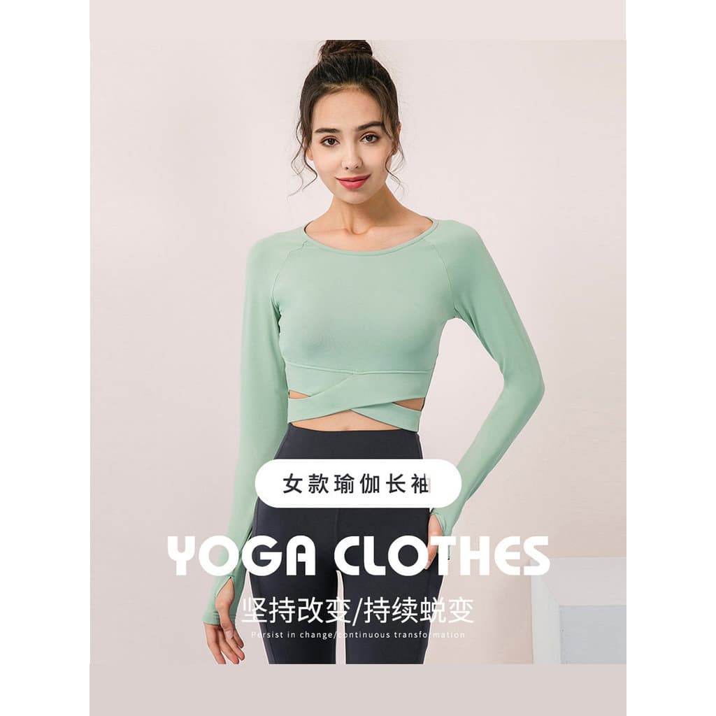 Roupas de Yoga de manga comprida esportes femininos correndo roupas de Fitness com almofadas no peito collants elásticos