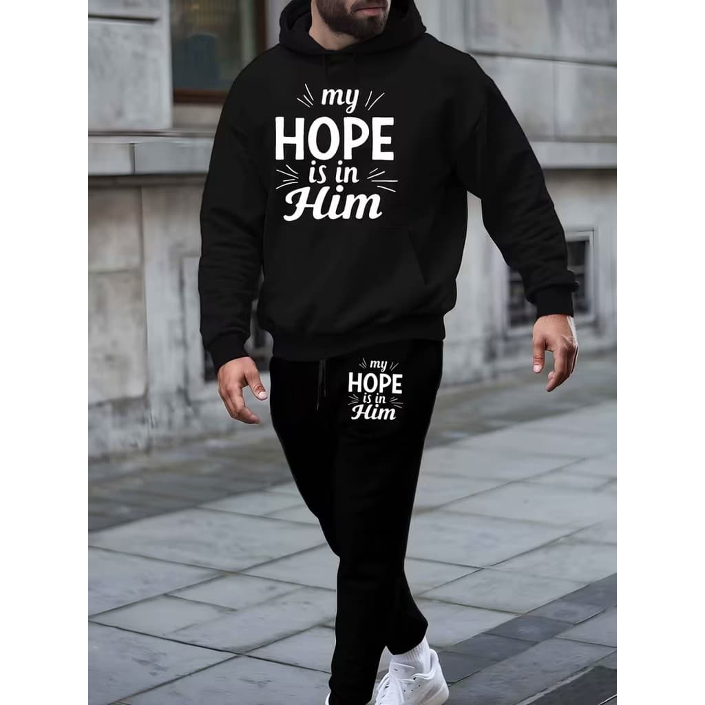 Conjunto Moletom Canguru Masculino Hope Blusa De Frio + Calça Moletom Estampados Unissex Outono/Inverno