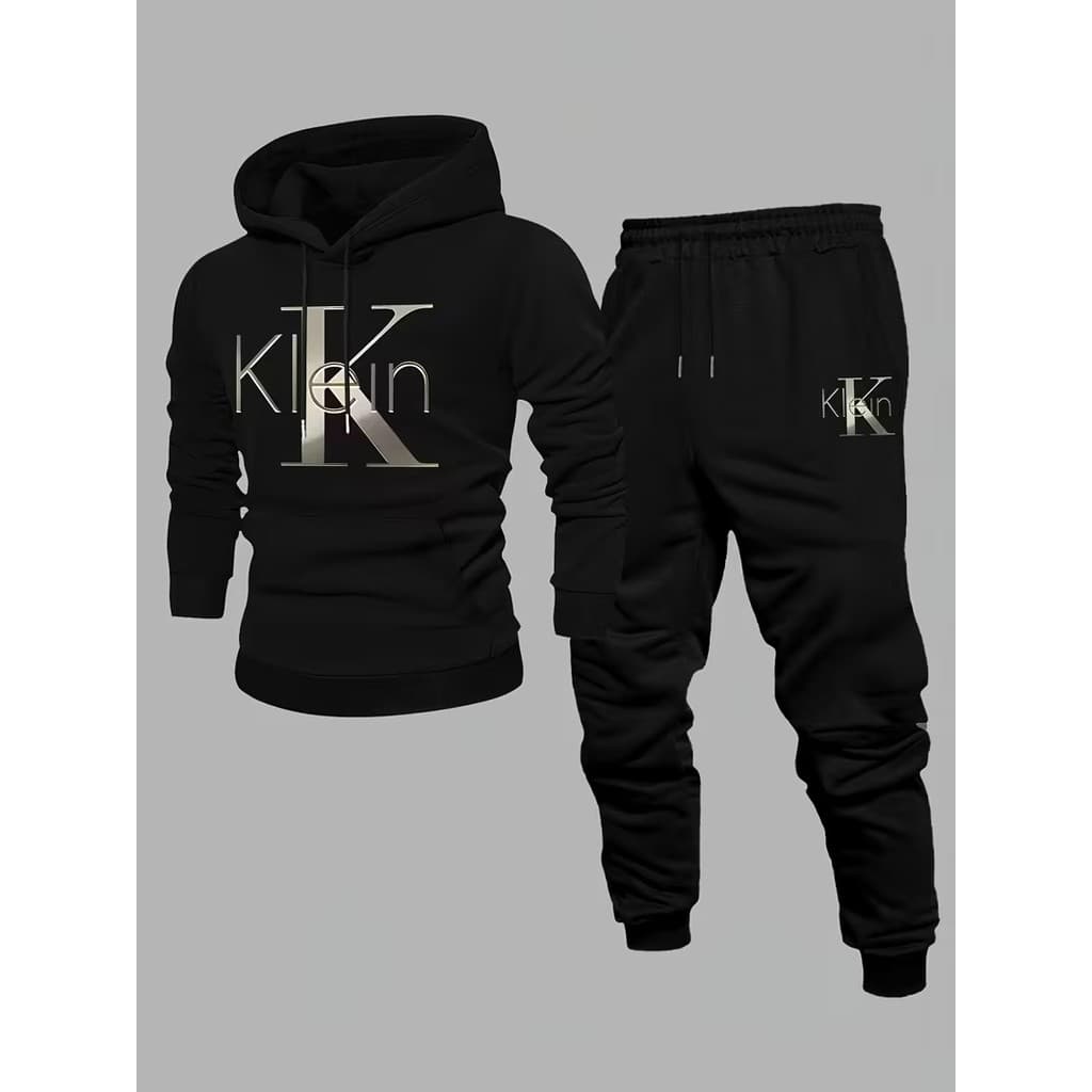 Conjunto Moletom Canguru Masculino K Klein Blusa De Frio + Calça Moletom Estampados Unissex Outono/Inverno