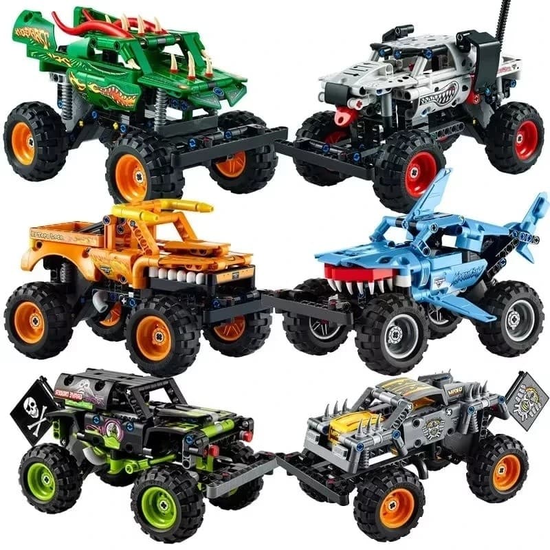 Lego blocos 500 peças Conjunto Carro Maluco Big Foot Carro Off-road Rodas Grandes Brinquedo de Montar para Crianças